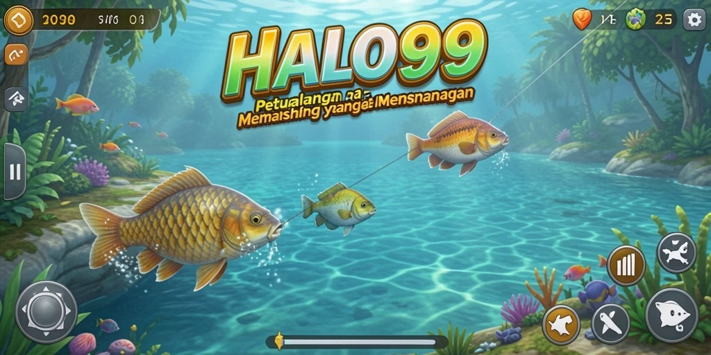 Gameplay seru di HALO99 dengan berbagai jenis ikan dan lokasi memancing.