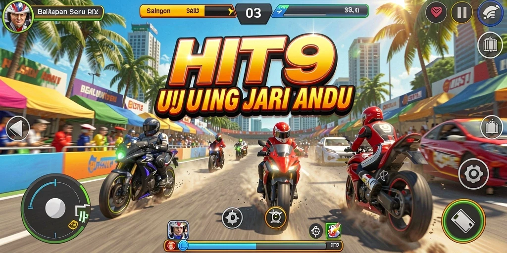 Tampilan gameplay HIT9 yang seru dan mendebarkan saat balapan.