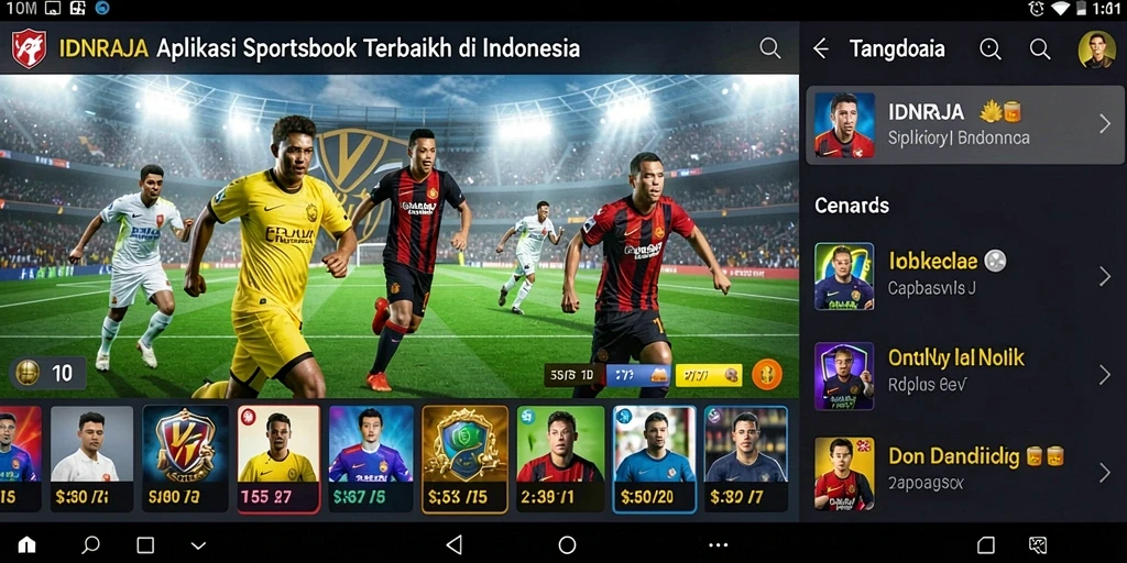 Tampilan antarmuka pengguna aplikasi IDNRAJA saat melakukan taruhan olahraga.