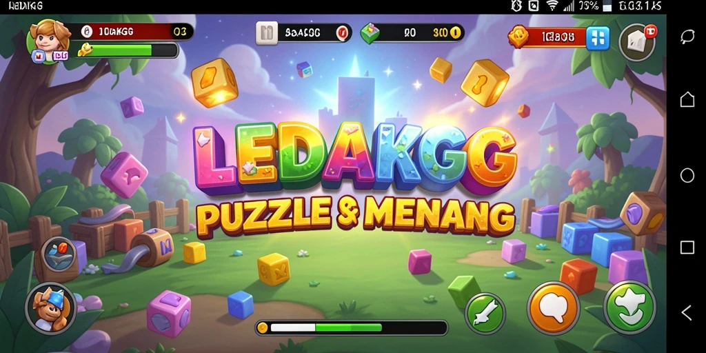 Screenshot menunjukkan gameplay menarik dari LEDAKGG dengan berbagai tantangan Puzzle.