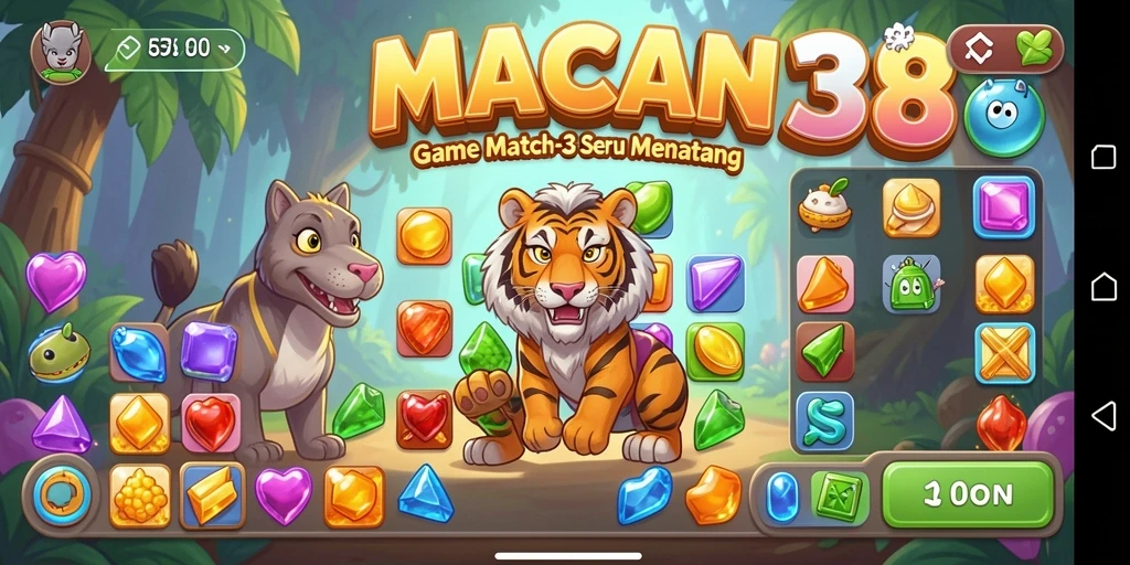 Tampilan gameplay seru dalam game Match-3 yang penuh warna.