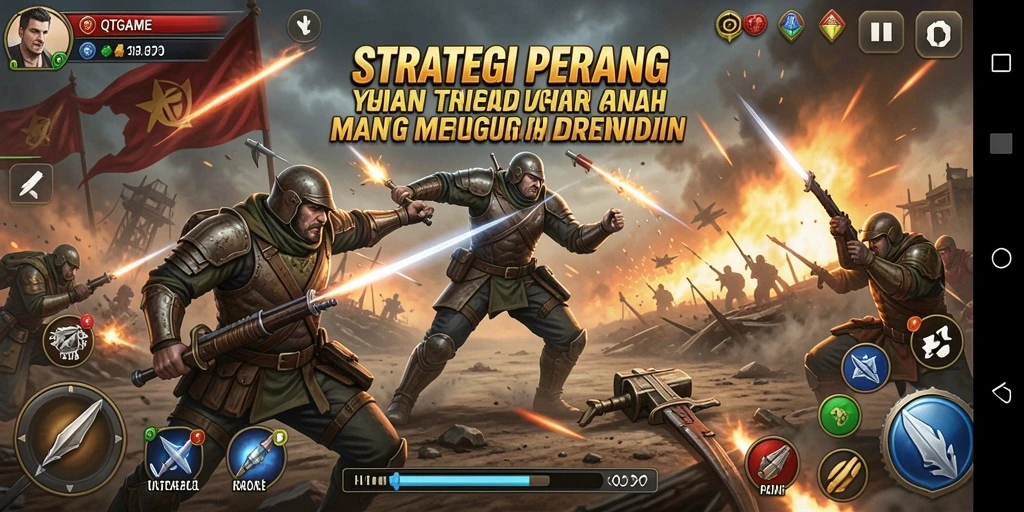 Tampilan seru dari gameplay strategi QTGAME yang menantang.