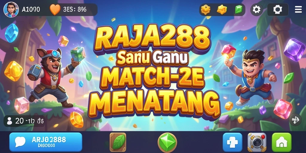 Tampilan gameplay seru dalam RAJA288 dengan tantangan Match-3.