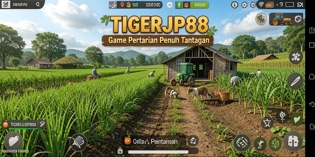 Gameplay <strong>TIGERJP88</strong> yang menampilkan pertanian virtual yang menarik.